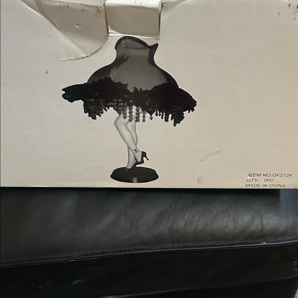 Black vintage Silhouette Lamp with blue  Fringe